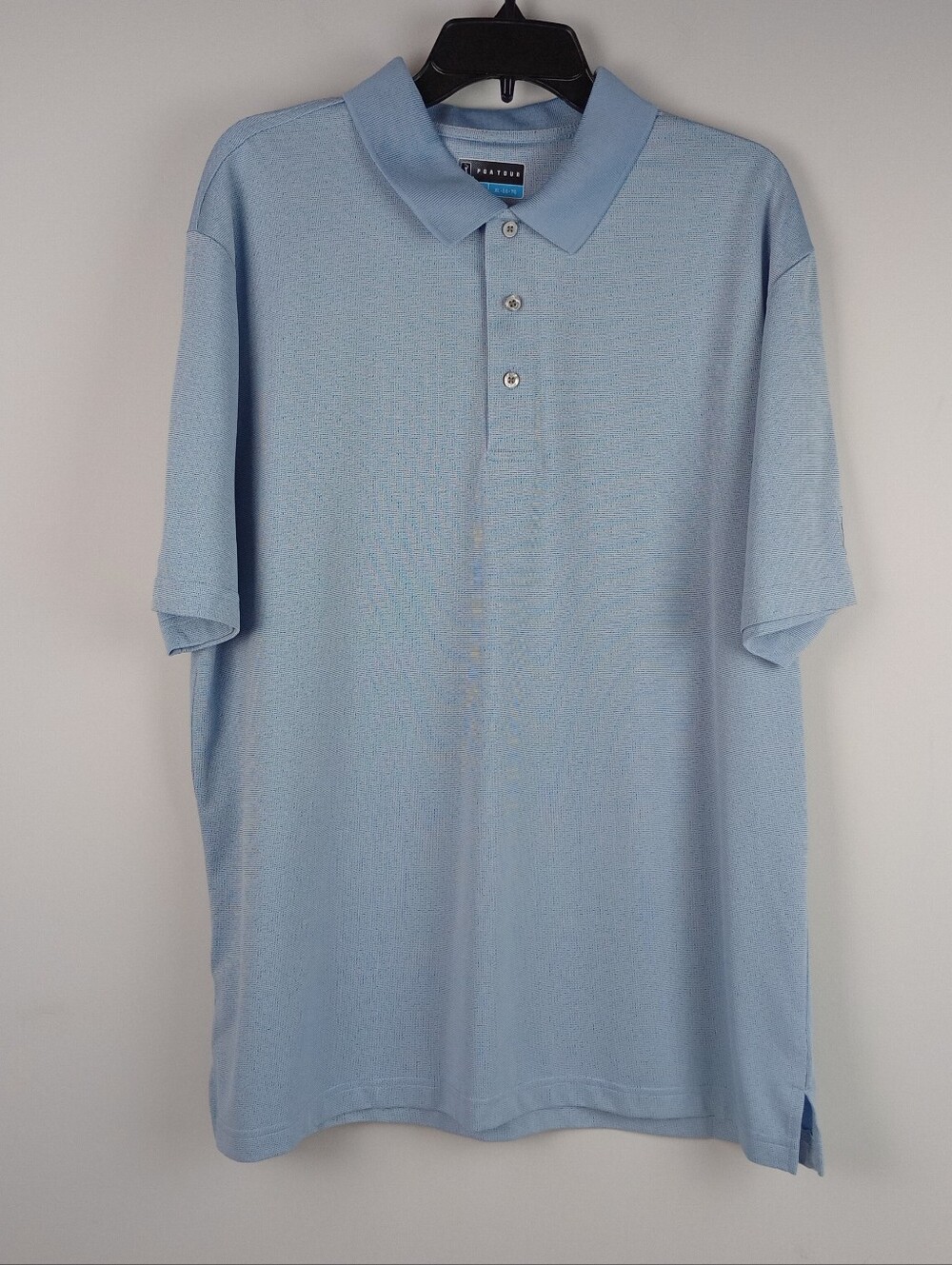 PGA Tour Mens XL Light Blue 1/4 Button Short Sleeve Golf Activewear Polo Shirt